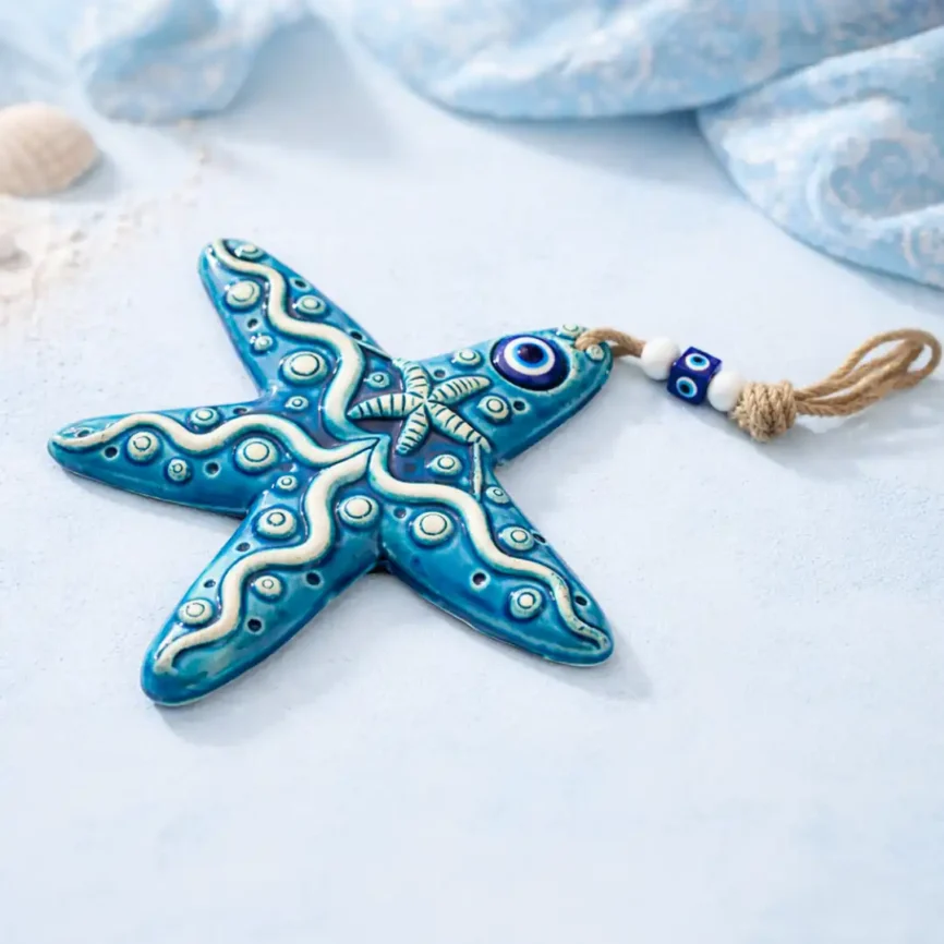 Blue Evil Eye Starfish Wall Art
