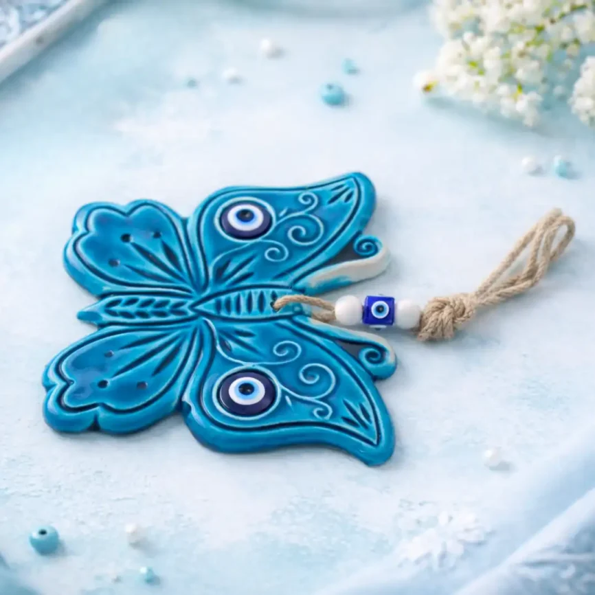 Blue Evil Eye Butterfly Wall Art