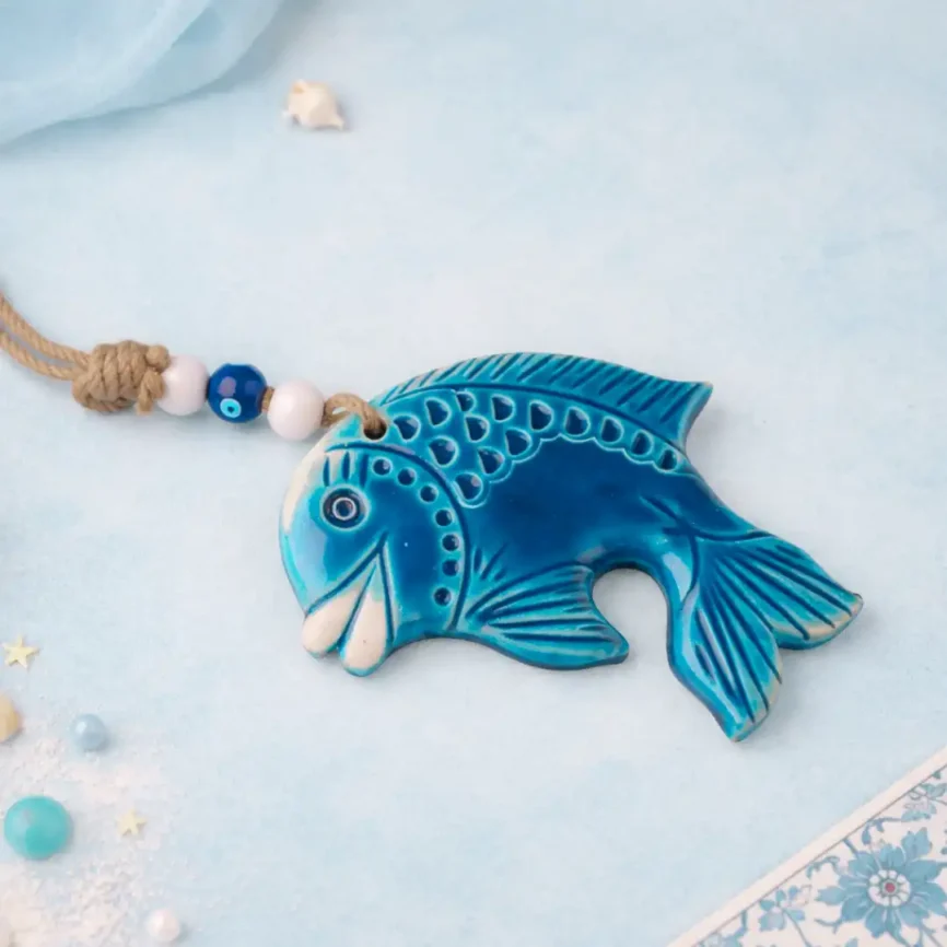 Blue Evil Eye Fish Wall Decor