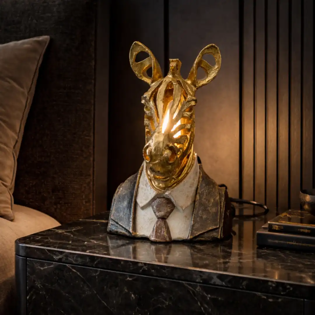 Baron Stripes Sculptural Zebra Table Lamp  | Designer Table Lamp - Image 2