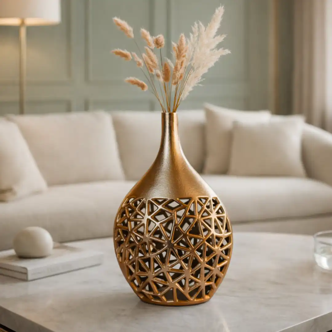 Imperial Pattern Vase | Geometric Metal Vase - Image 2