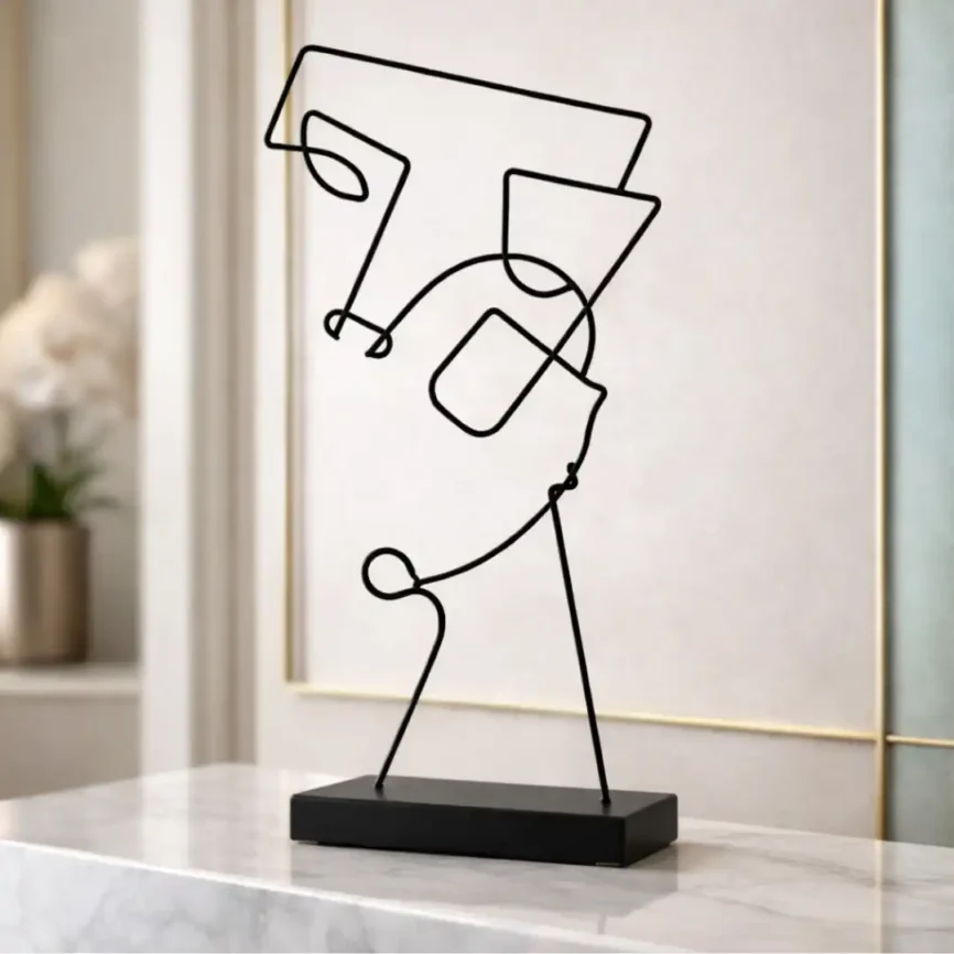 Abstract Muse Face | Minimal Line Art Sculpture