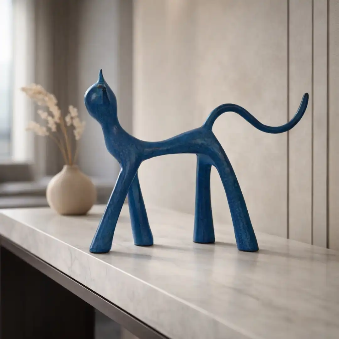 Blue Patina Azure Grace Cat Figurine - Image 4