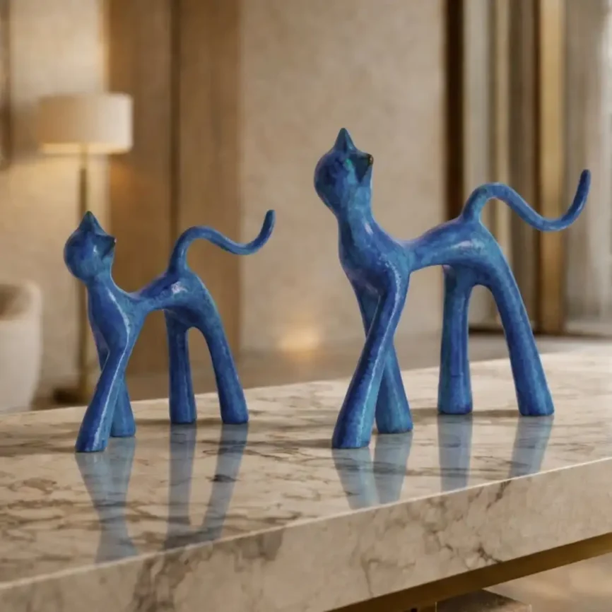 Blue Patina Azure Grace Cat Figurine
