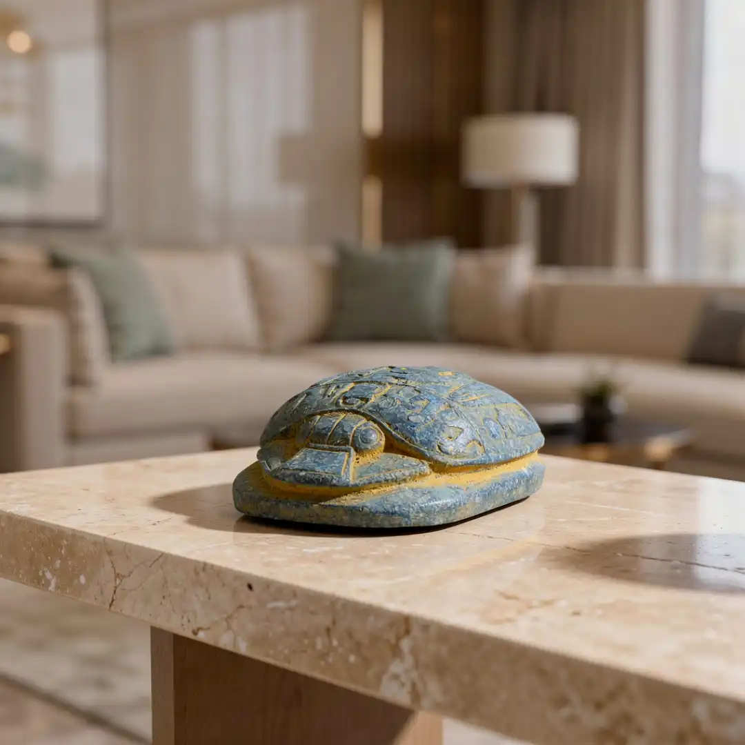 Blue Scrap Sacred Beetle Sculpture | Luxury Egyptian Symbolic Décor - Image 2