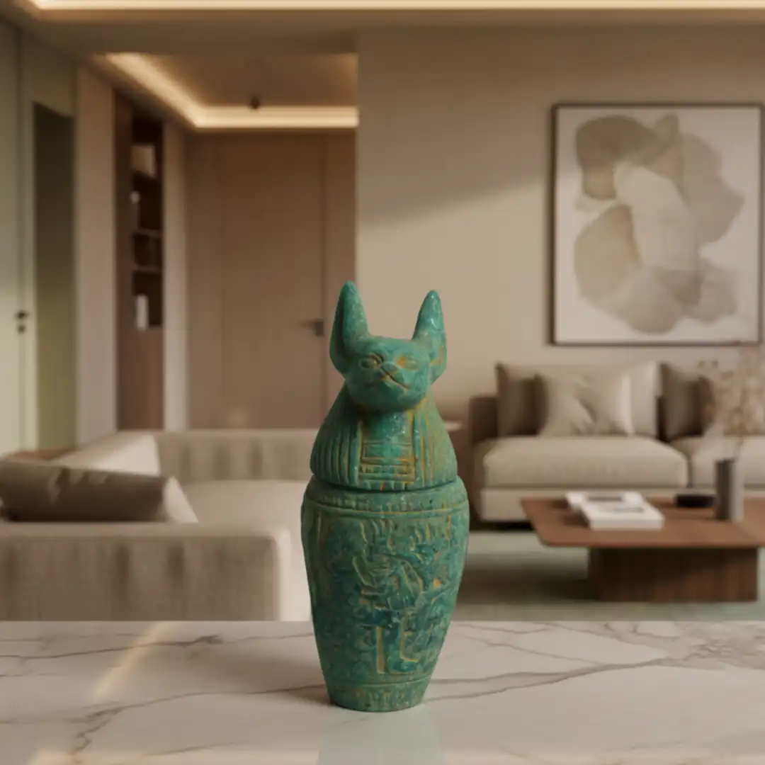 Anubis Canopic Jar Sculpture | Luxury Stone Décor - Image 2