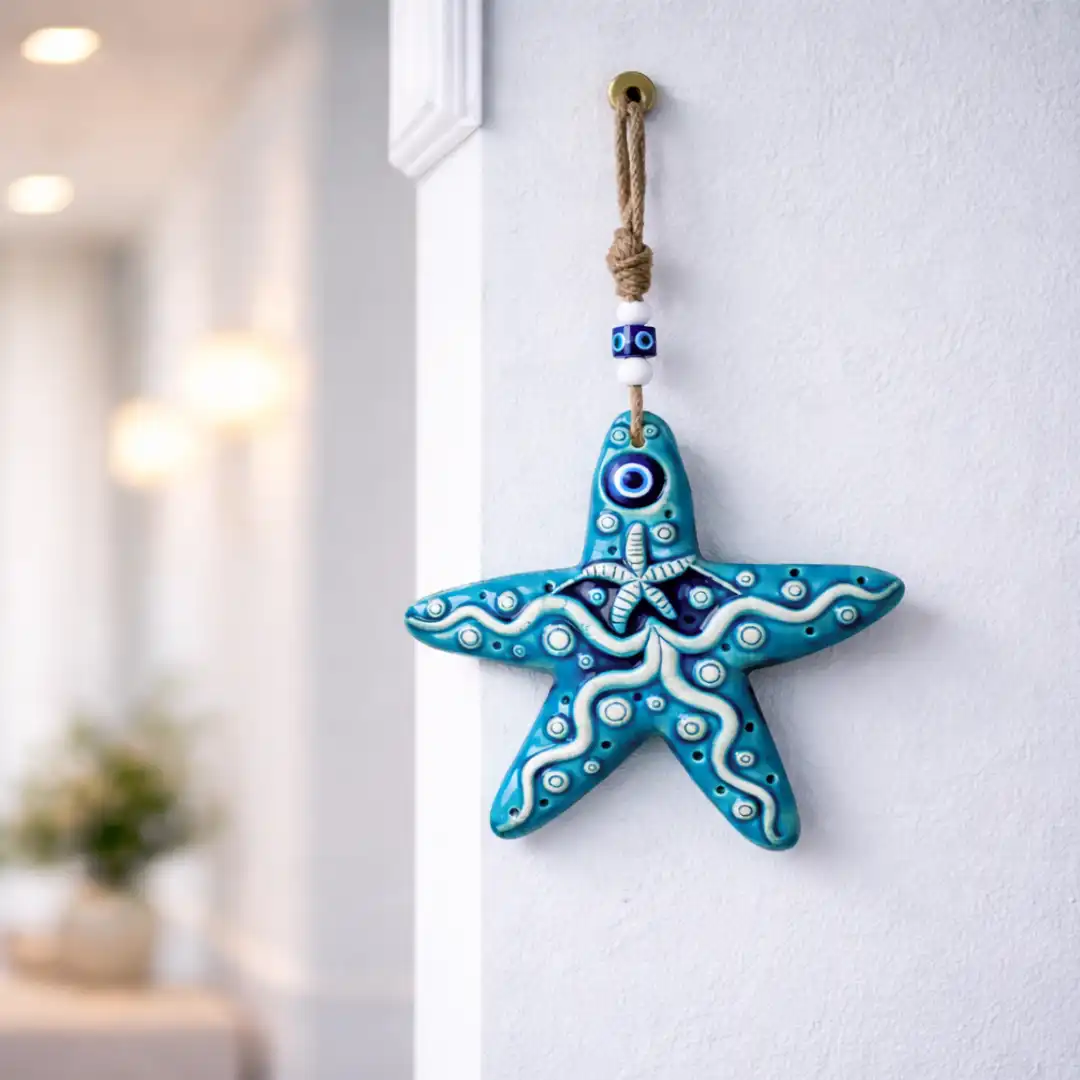 Blue Evil Eye Starfish Wall Art - Image 2