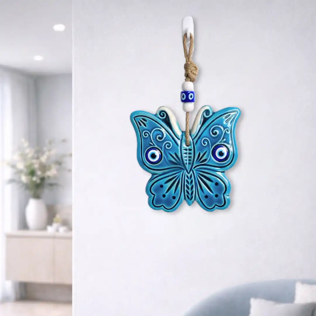 Blue Evil Eye Butterfly Wall Art - Image 2