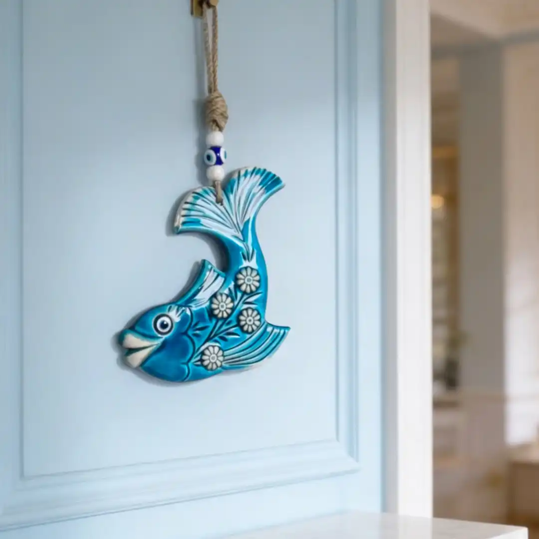 Floral Curve Evil Eye Fish Wall Art - Image 2