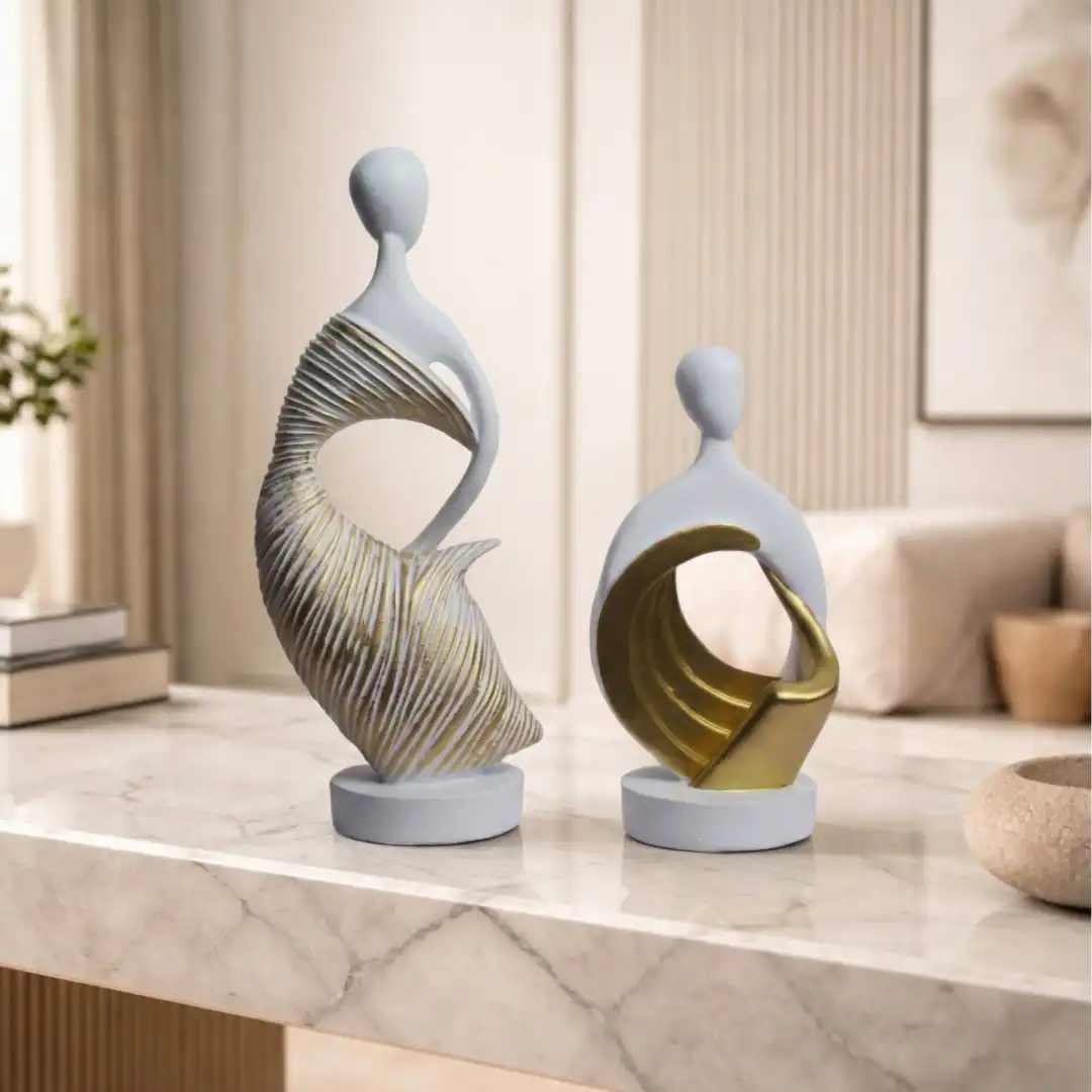 Tranquil Monk Figurine Set | Resin Table Top Sculptures - Image 2