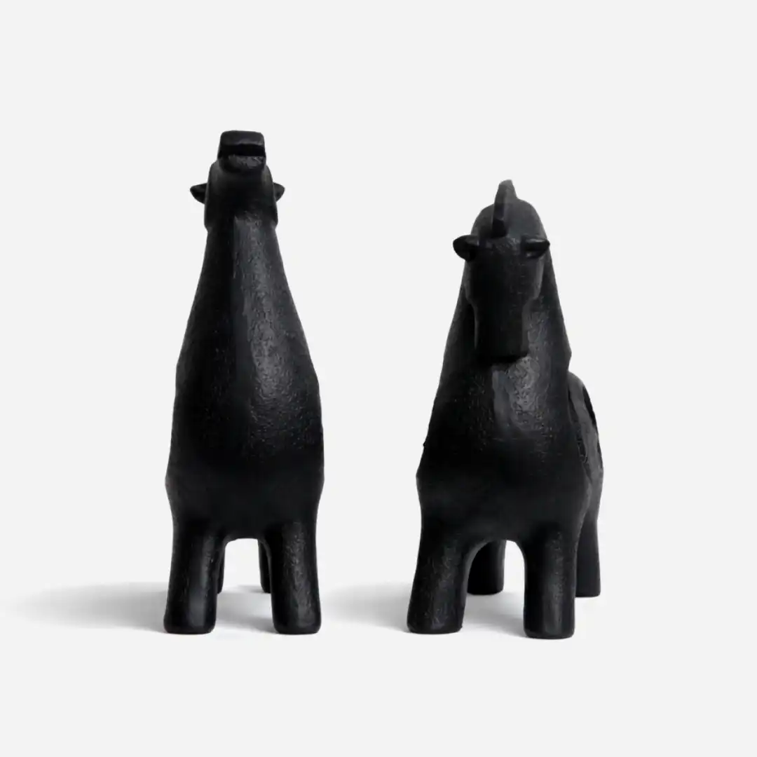 Twin Stallion Sculptures | Modern Horse Figurines - Image 3