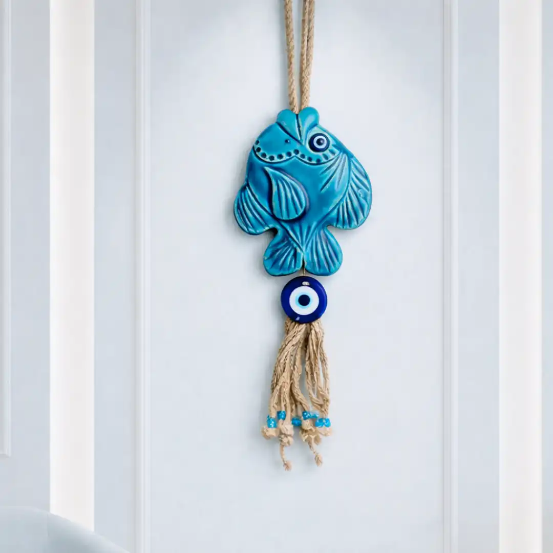Aqua Evil Eye Fish Wall Art - Image 2