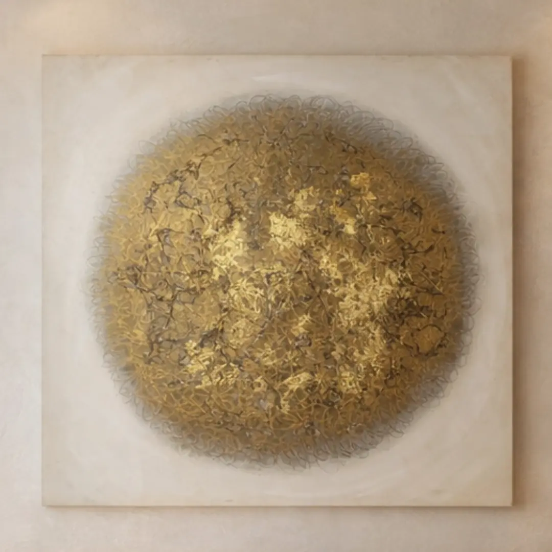 Celestial Sphere Wall Frame | Abstract Gold Canvas Wall Art - Image 2