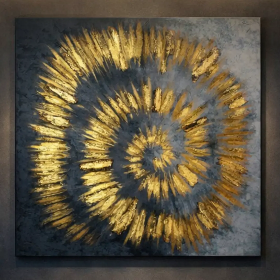 Helios Wall Frame | Abstract Gold Canvas Wall Art - Image 2