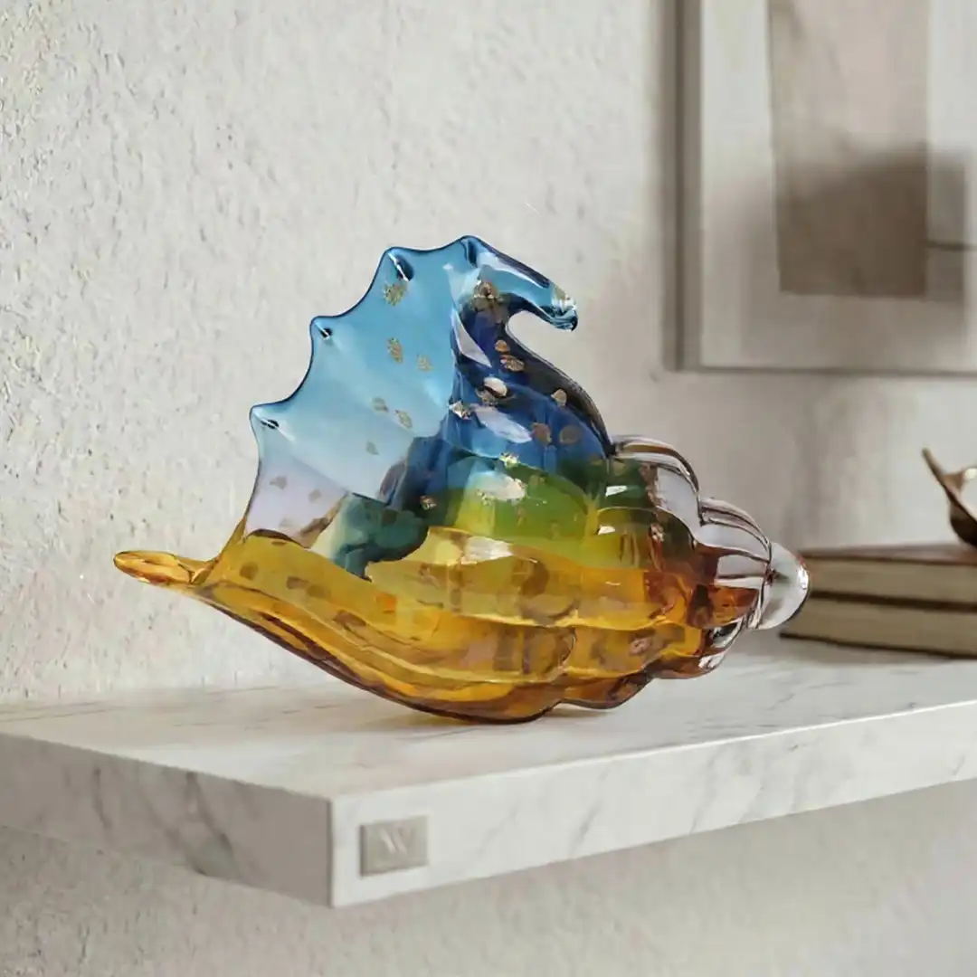 Wave of Light - Amber Tide | Shankh-Inspired Glass Sculpture - Image 2