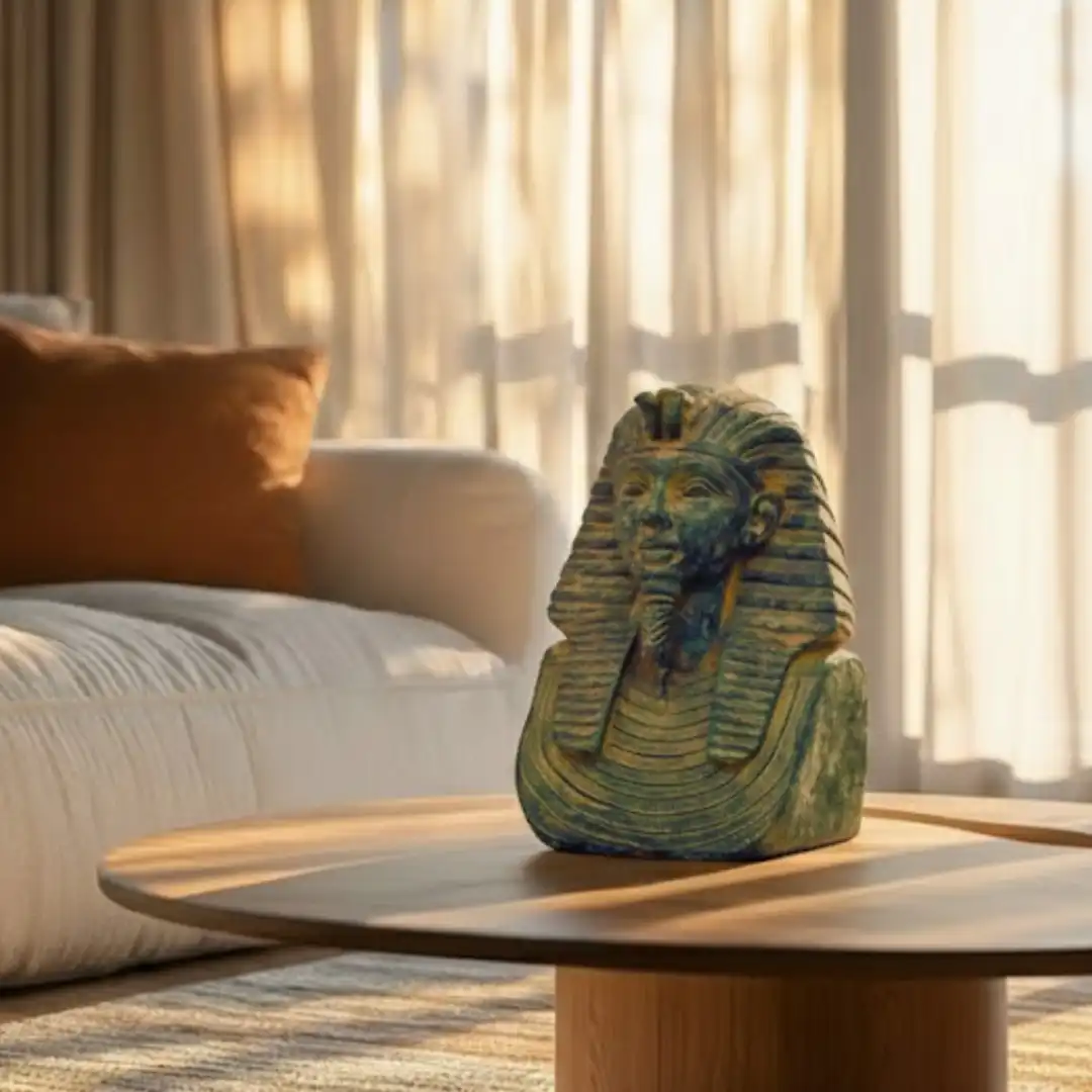 King Tutankhamun Bust Sculpture | Luxury Egyptian Pharaoh Décor - Image 2