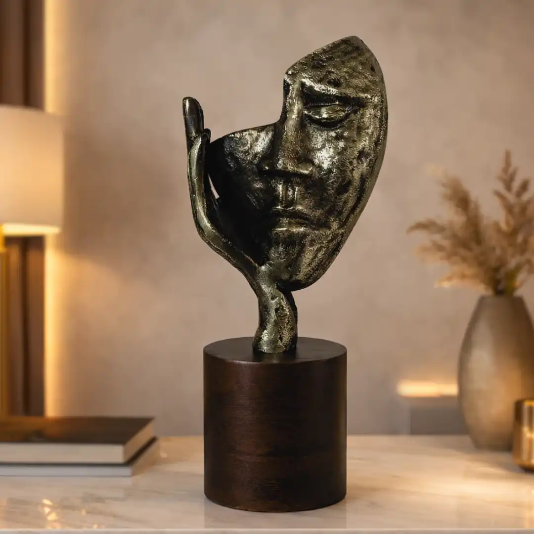 Echo of Silence Statue | Abstract Face Sculpture - Image 2