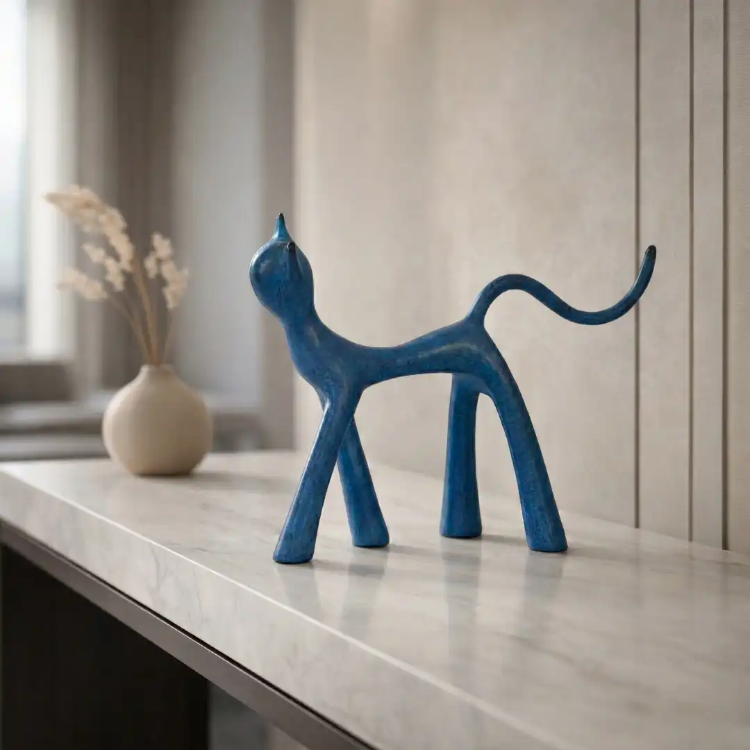 Blue Patina Azure Grace Cat Figurine - Image 5