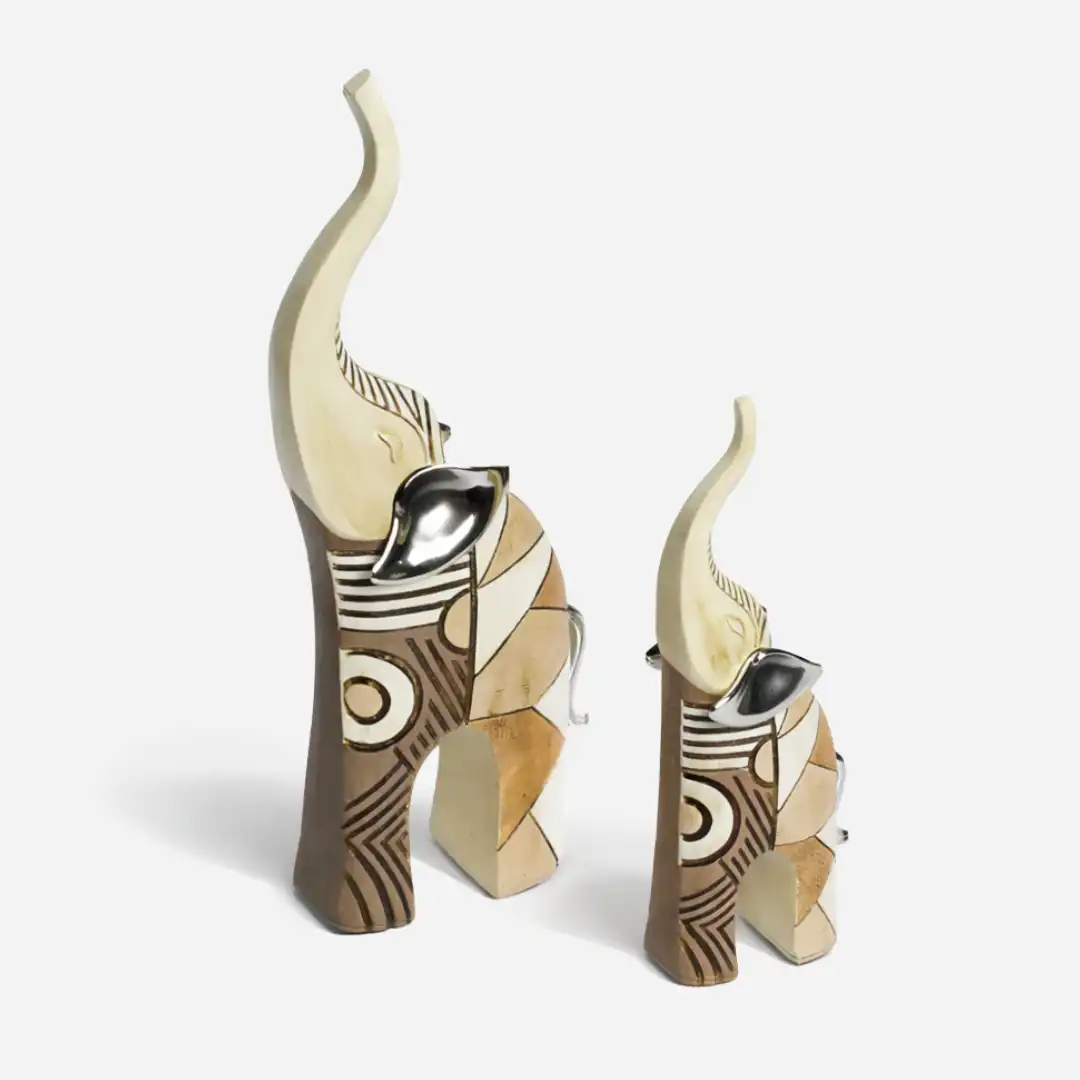 Fortune Elephants | Artistic Elephant Duo - Image 2