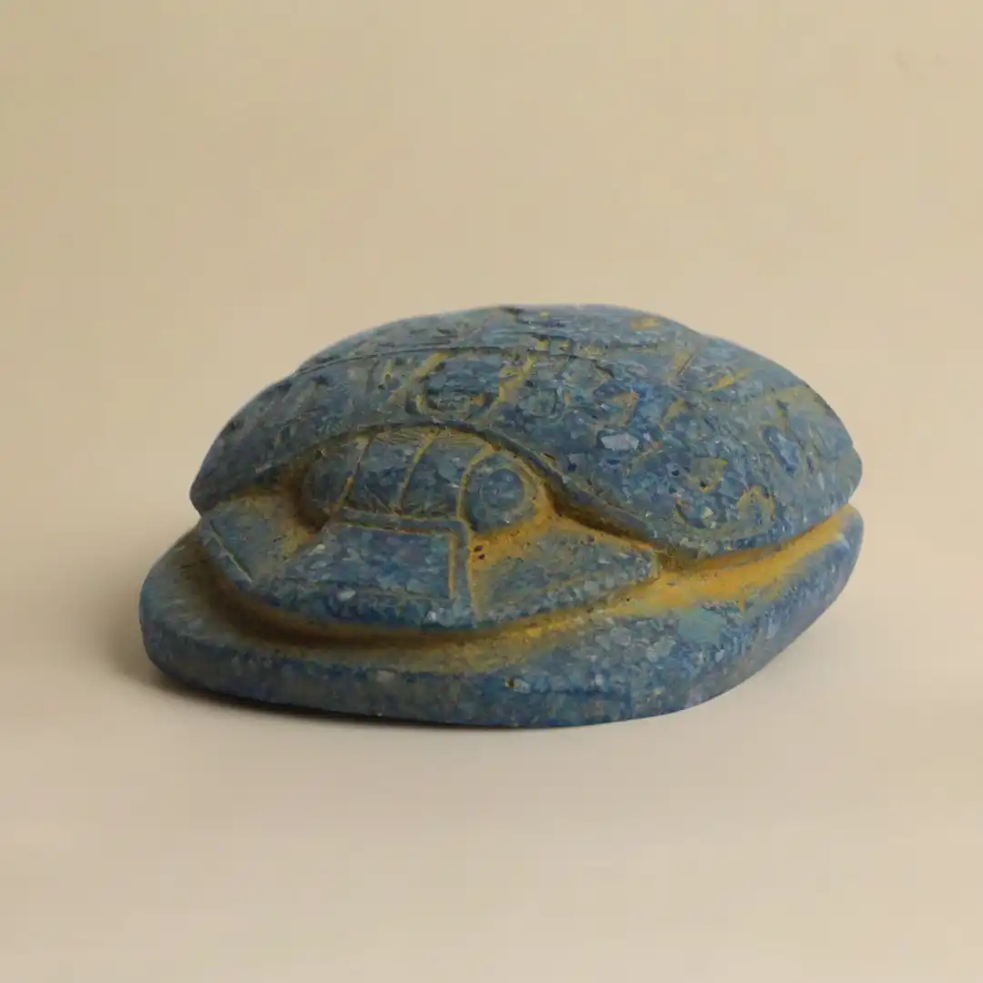 Blue Scrap Sacred Beetle Sculpture | Luxury Egyptian Symbolic Décor - Image 3