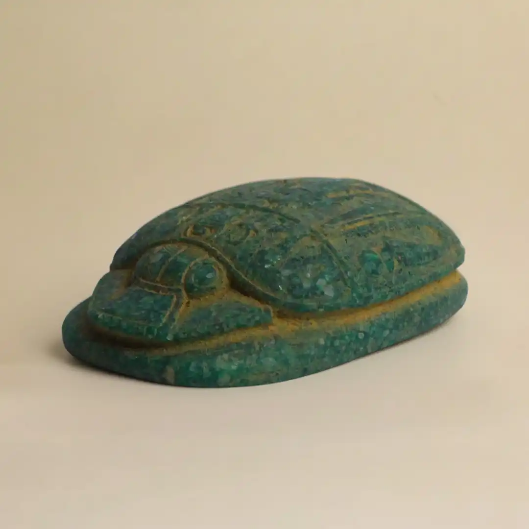 Green Scrap Sacred Beetle Sculpture | Luxury Egyptian Symbolic Décor - Image 3