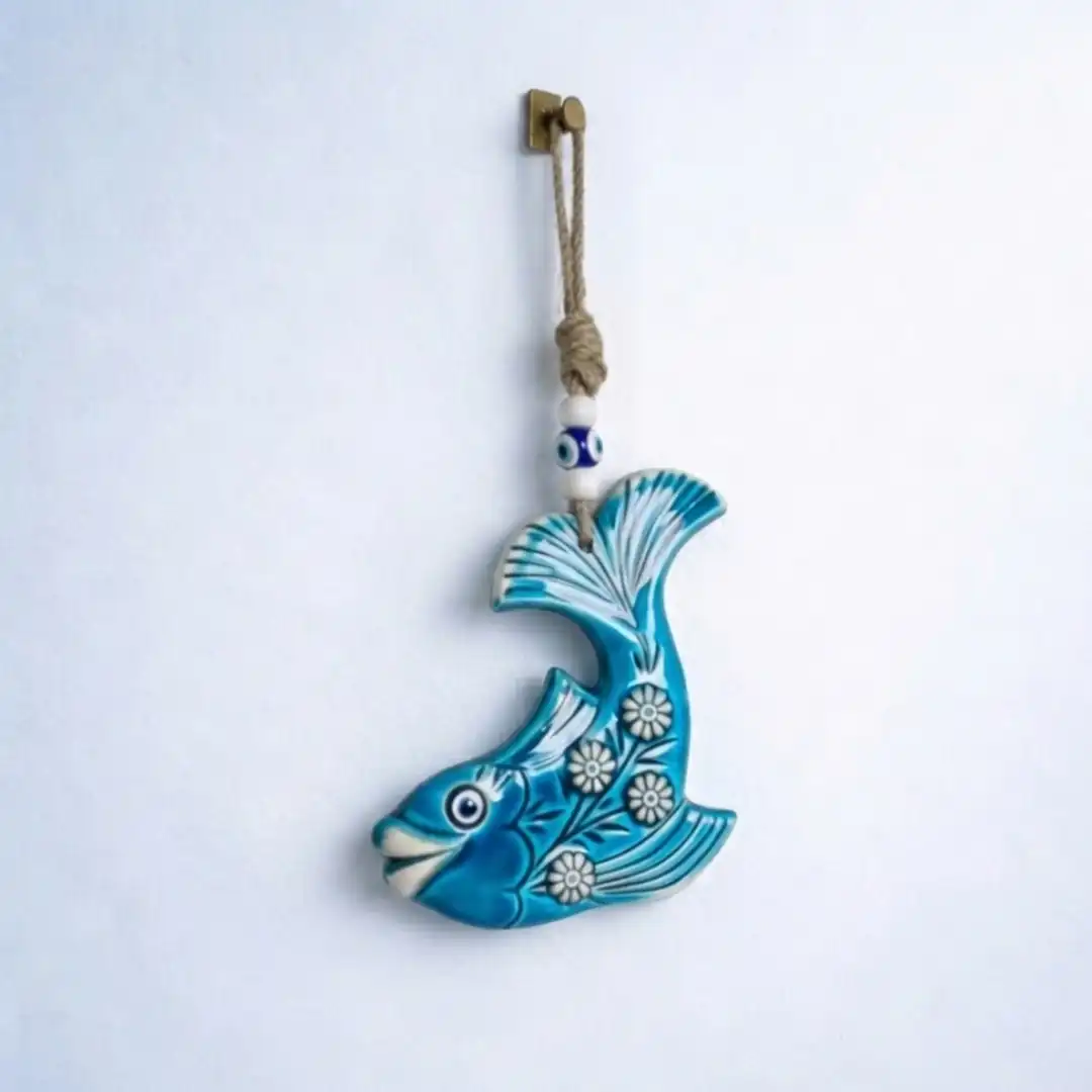 Floral Curve Evil Eye Fish Wall Art - Image 3