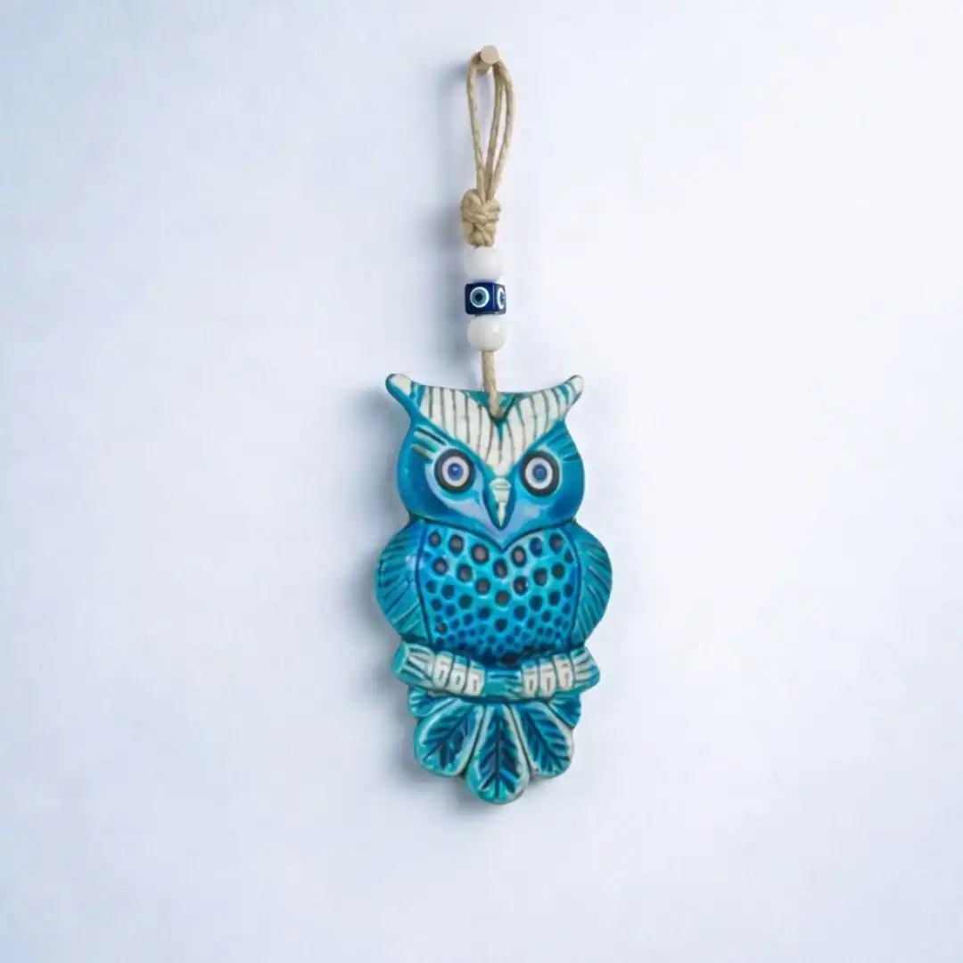 Blue Evil Eye Owl Wall Art - Image 3