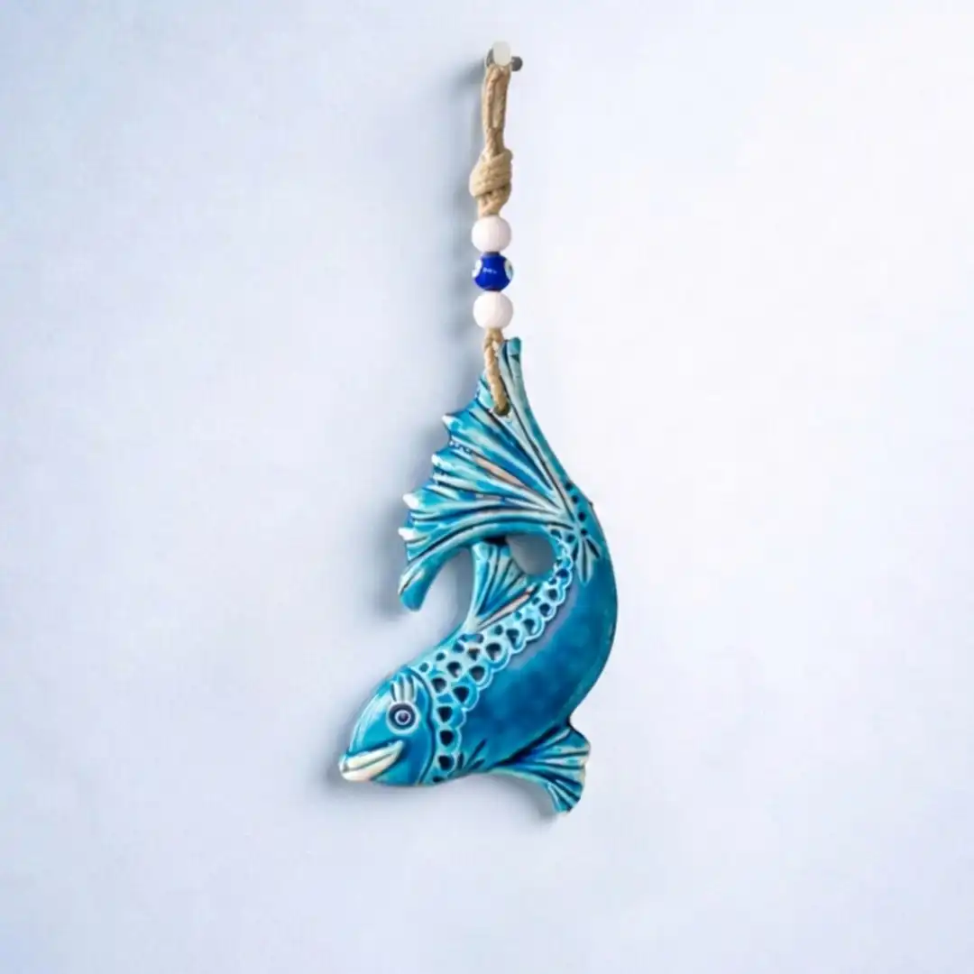 Aqua Evil Eye Curved Fish Wall Decor - Image 3
