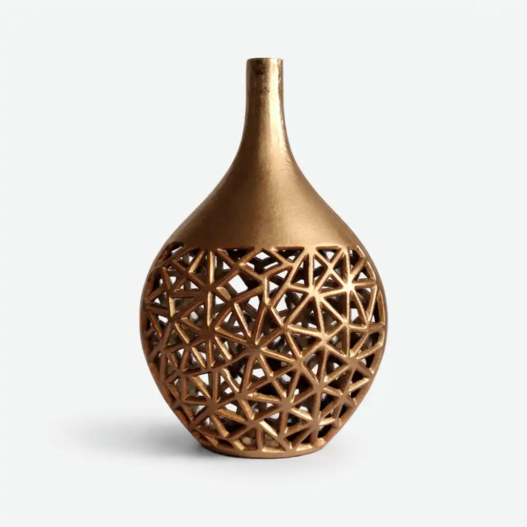 Imperial Pattern Vase | Geometric Metal Vase - Image 6