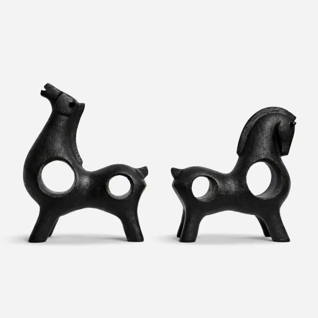 Twin Stallion Sculptures | Modern Horse Figurines - Image 4
