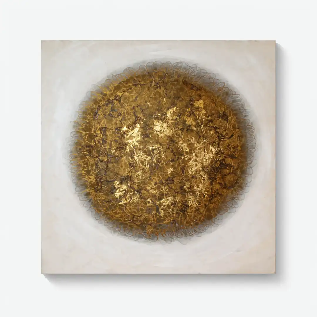 Celestial Sphere Wall Frame | Abstract Gold Canvas Wall Art - Image 3