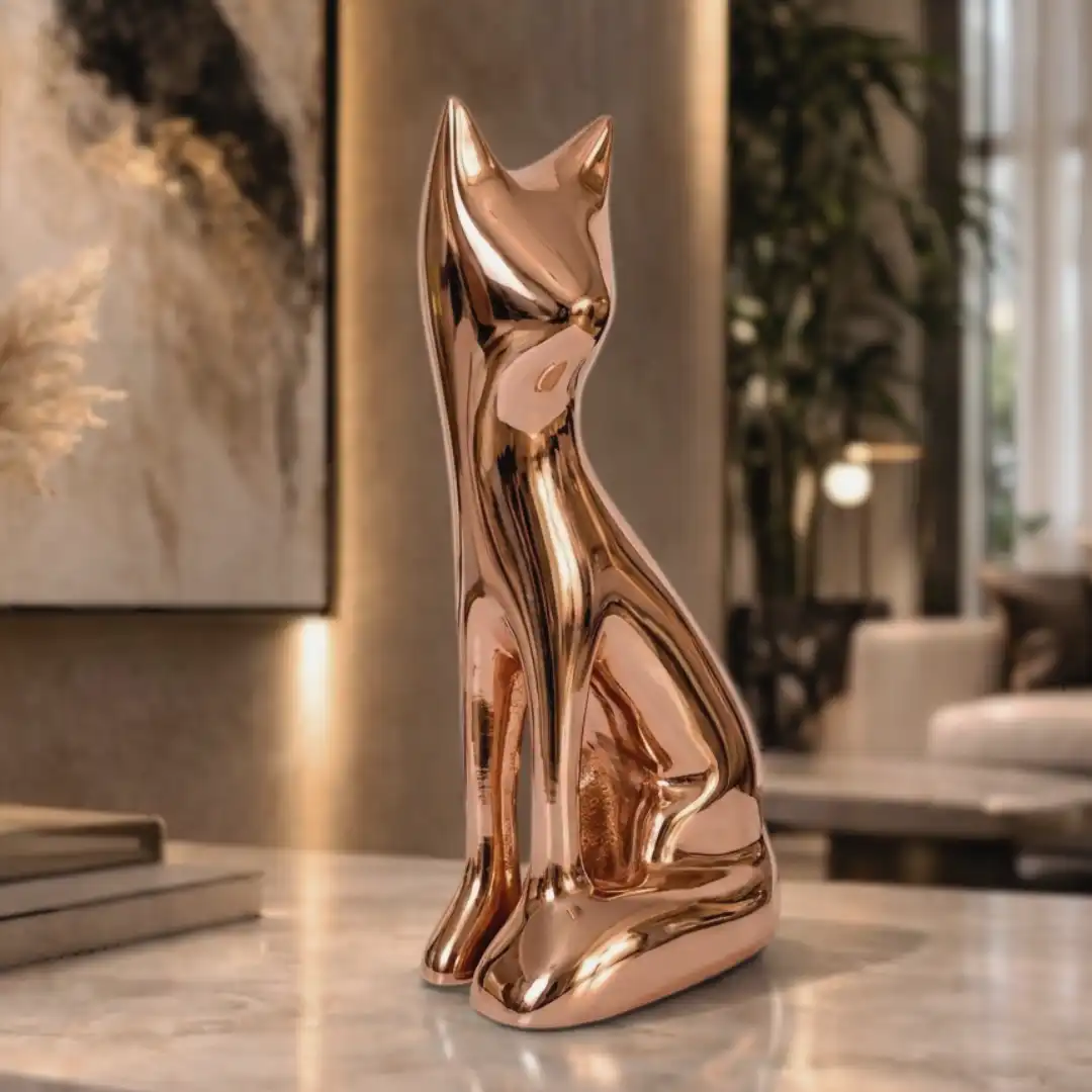 Jade Whisper Cat Statue | Minimalist Animal Sculpture - Image 3