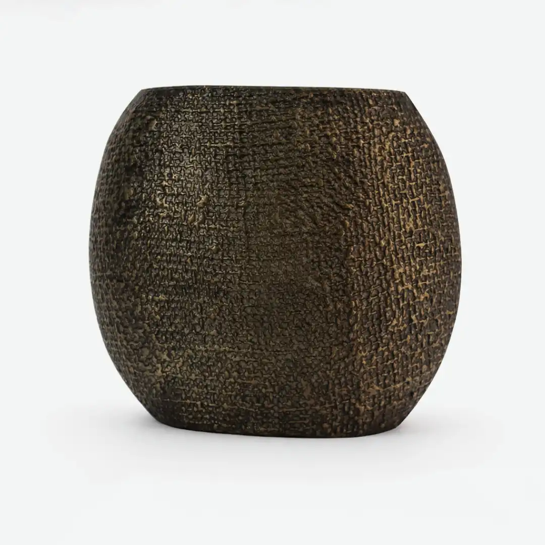 Rustic Aura Vase | Textured Metal Vase - Image 3