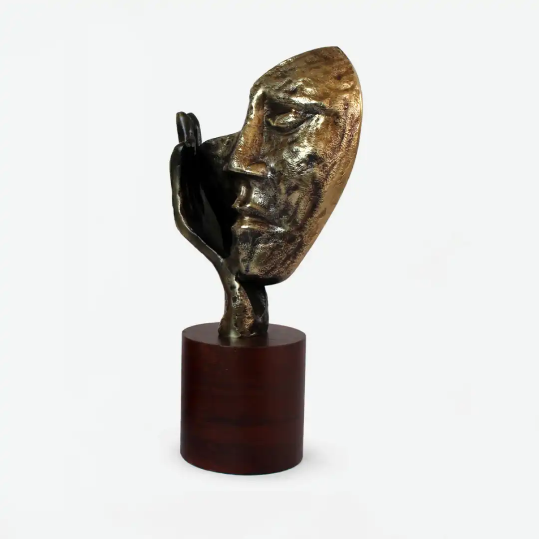 Echo of Silence Statue | Abstract Face Sculpture - Image 3
