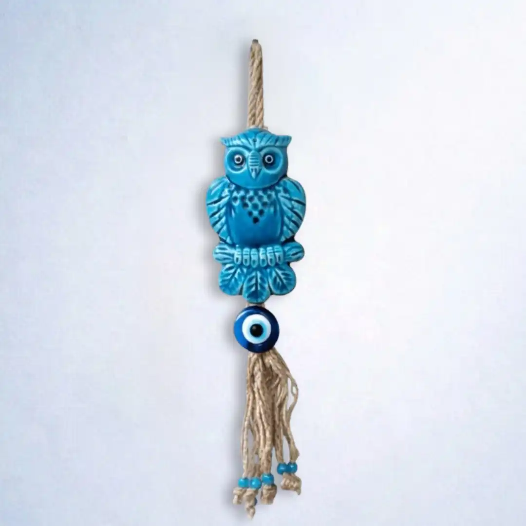 Blue Evil Eye Owl Wall Decor - Image 3
