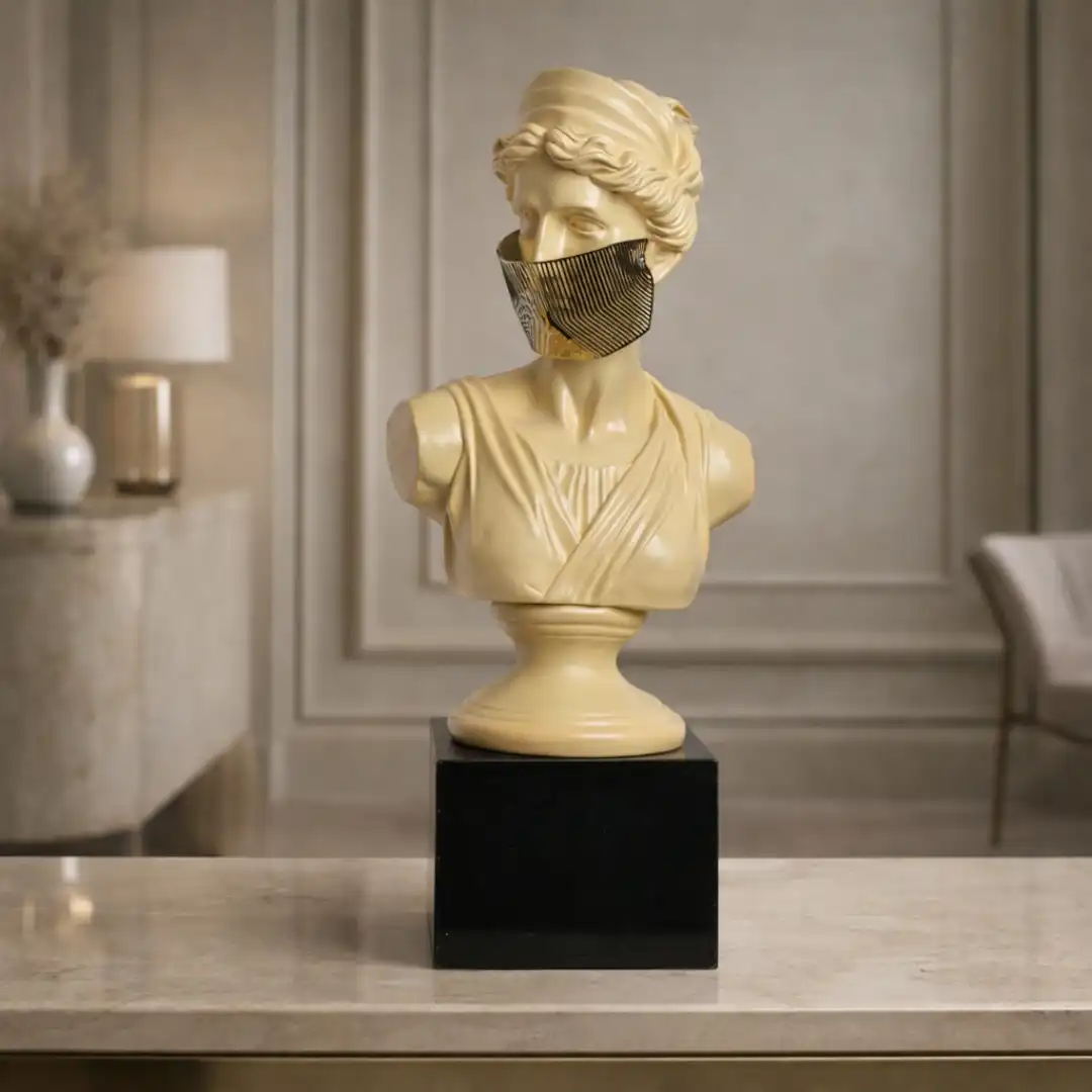 Aurum Hush | Modern Bust Sculpture with Gold Accent - Image 2
