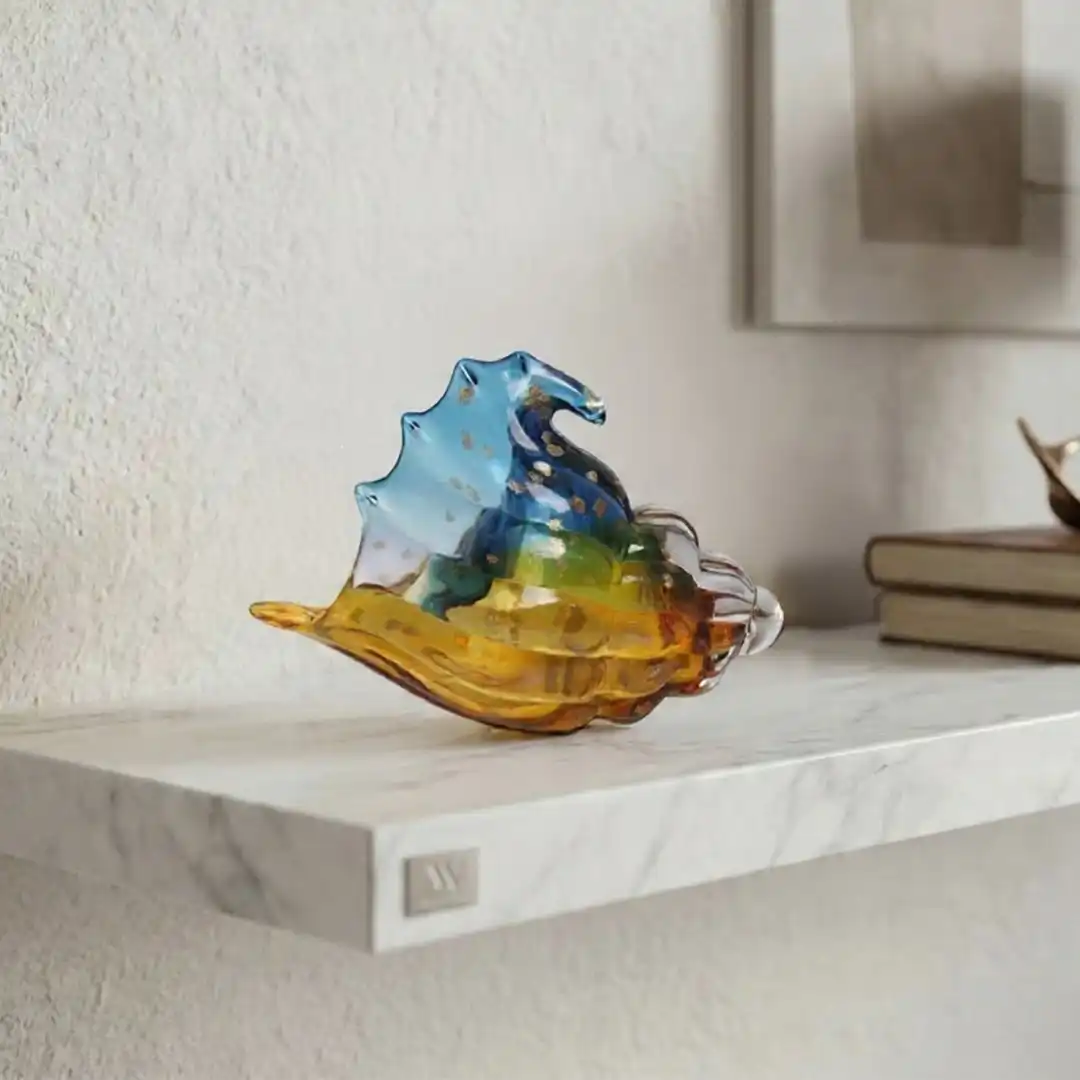 Wave of Light - Amber Tide | Shankh-Inspired Glass Sculpture - Image 5