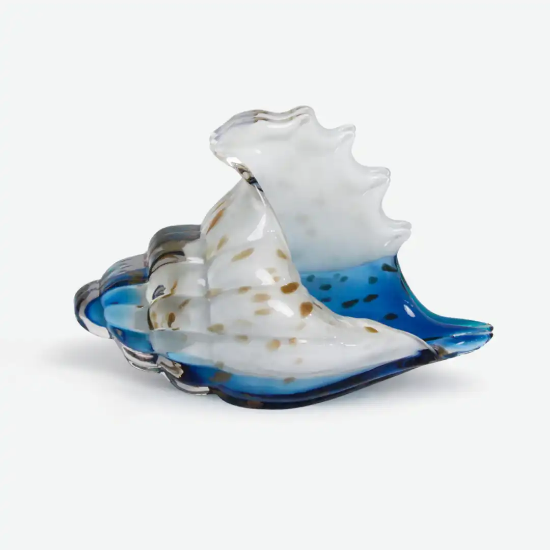 Wave of Light – Ocean Blue | Shankh-Inspired Glass Sculpture - Image 4