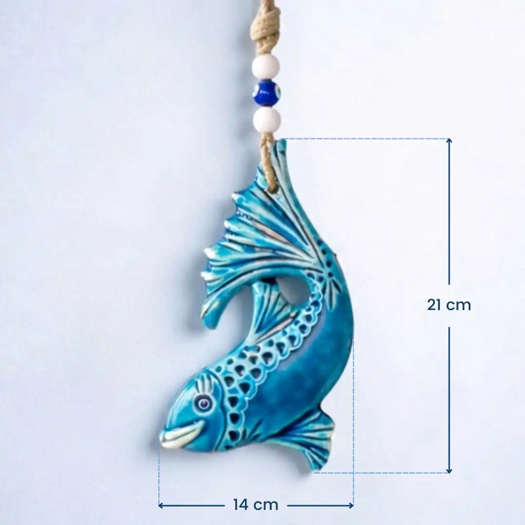 Aqua Evil Eye Curved Fish Wall Decor - Image 4