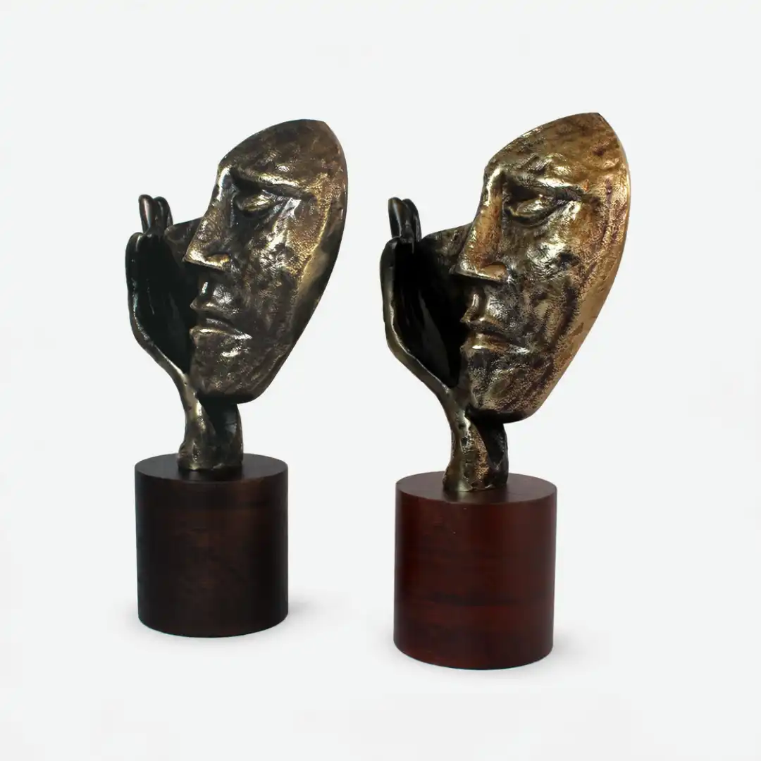 Echo of Silence Statue | Abstract Face Sculpture - Image 4