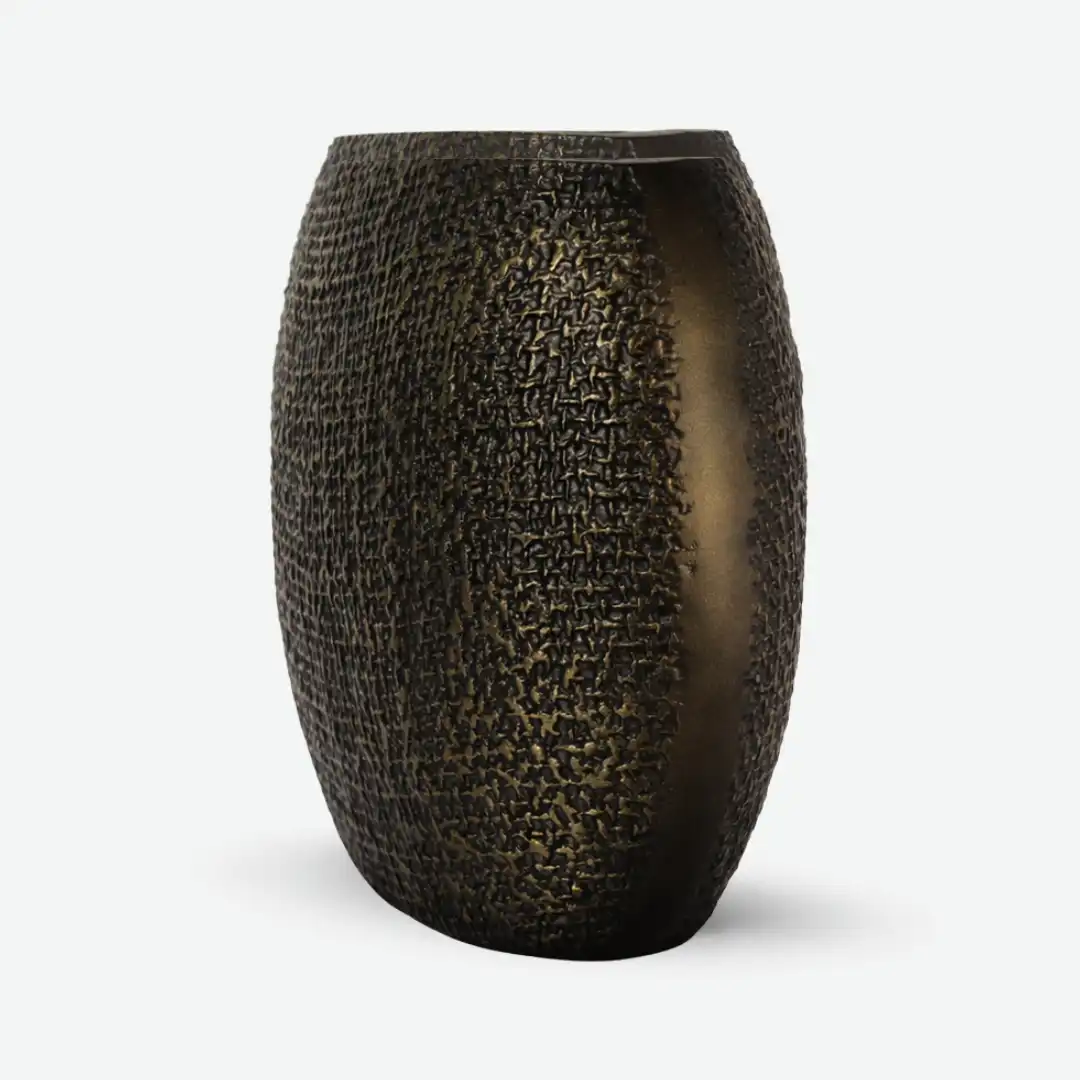 Rustic Aura Vase | Textured Metal Vase - Image 4