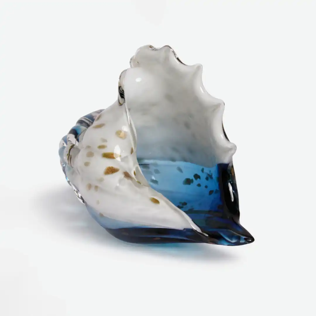 Wave of Light – Ocean Blue | Shankh-Inspired Glass Sculpture - Image 3