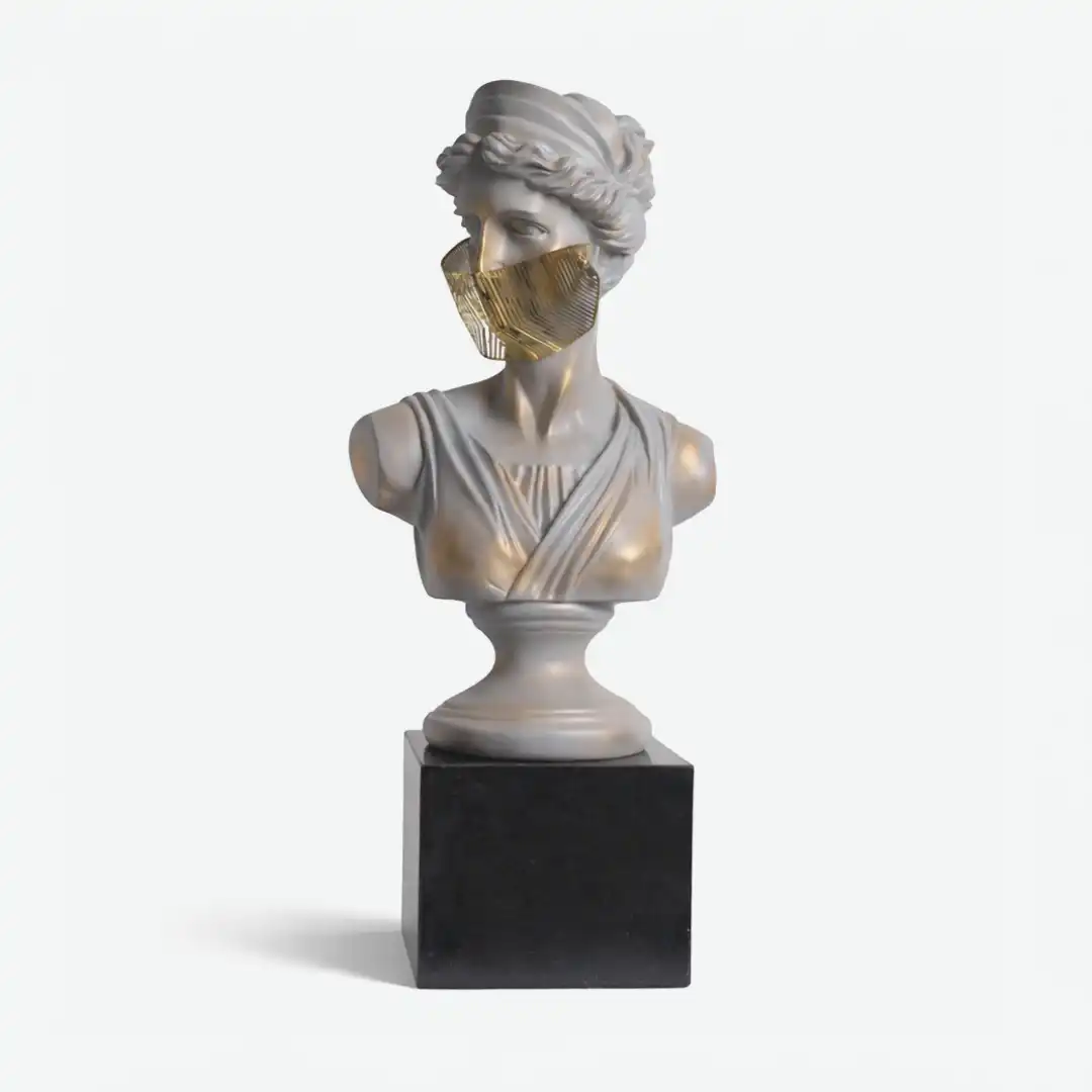 Aurum Hush | Modern Bust Sculpture with Gold Accent - Image 6