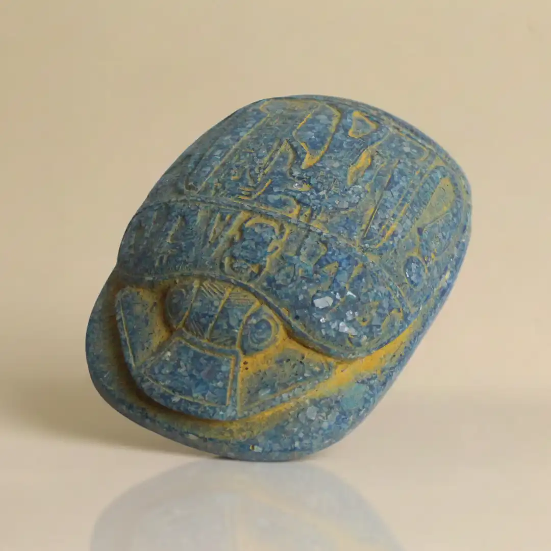 Blue Scrap Sacred Beetle Sculpture | Luxury Egyptian Symbolic Décor - Image 5