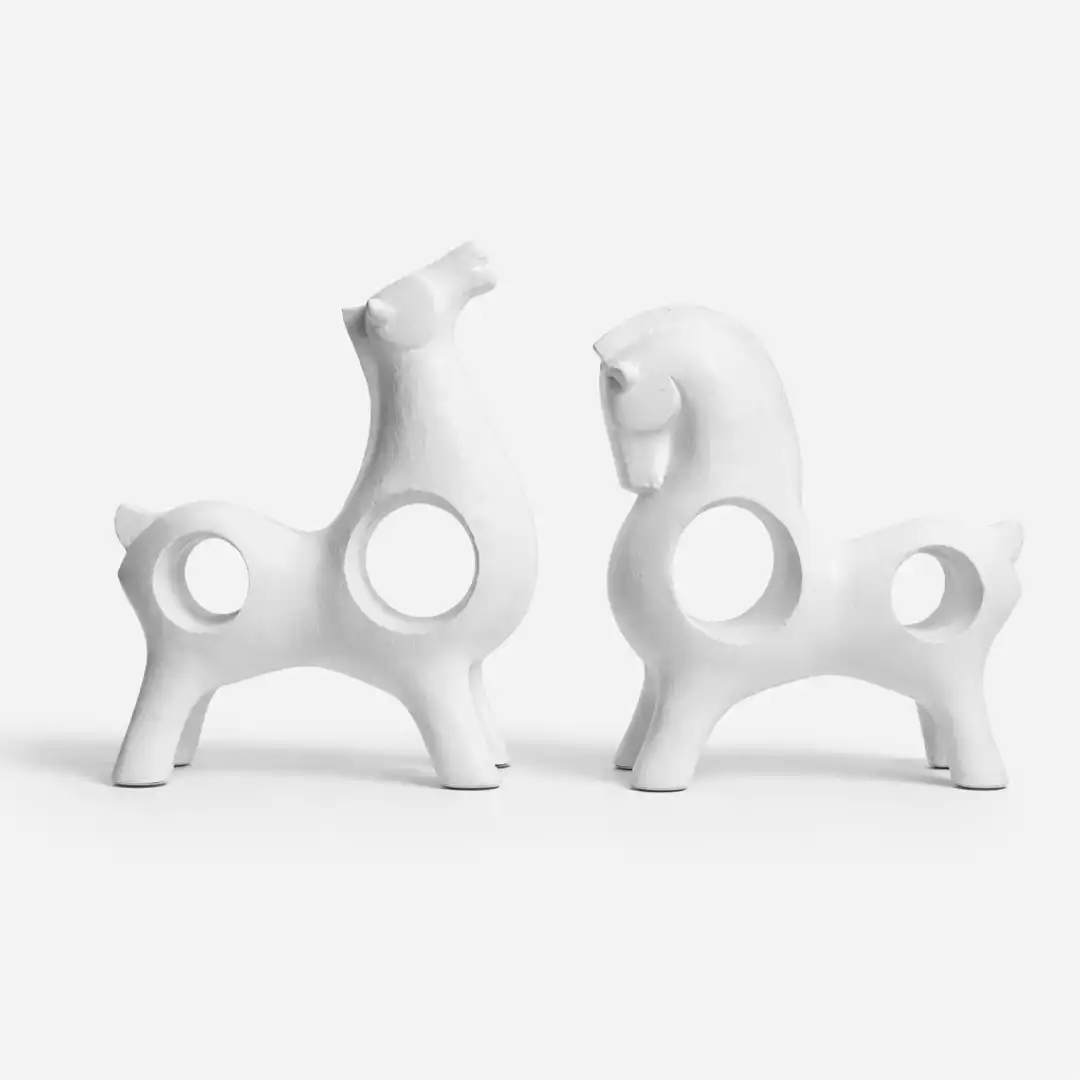 Twin Stallion Sculptures | Modern Horse Figurines - Image 6