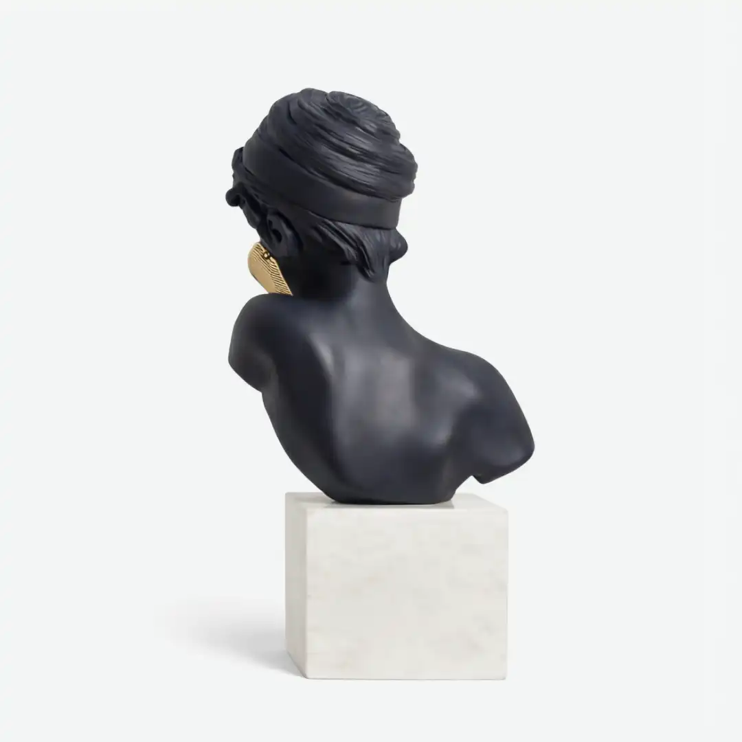 The Quiet Oracle | Modern Abstract Bust Sculpture with Gold Accent - Image 6