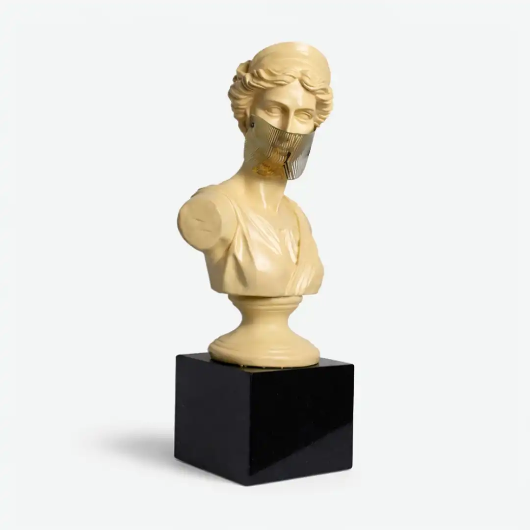Aurum Hush | Modern Bust Sculpture with Gold Accent - Image 8