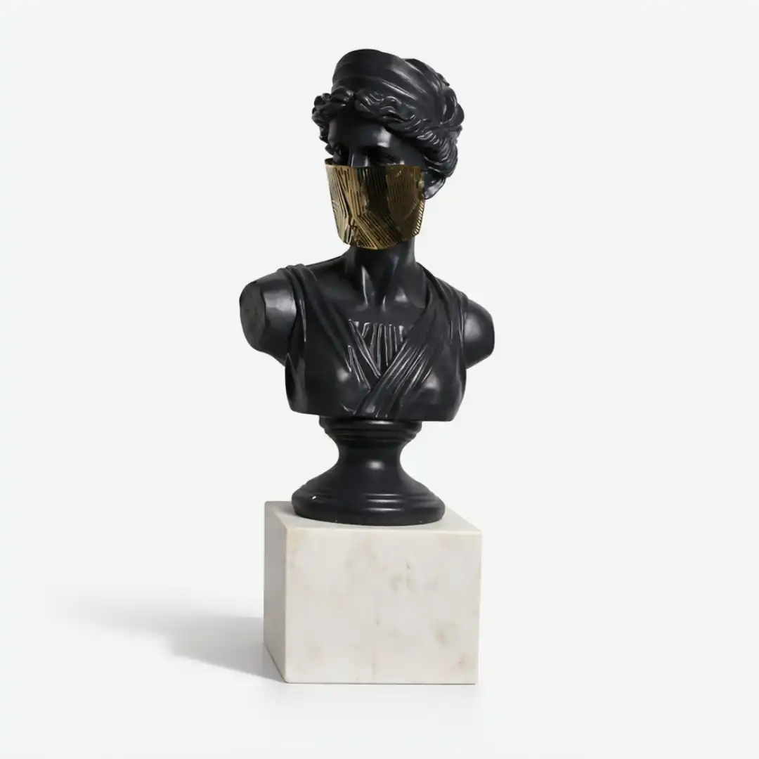 Aurum Hush | Modern Bust Sculpture with Gold Accent - Image 5
