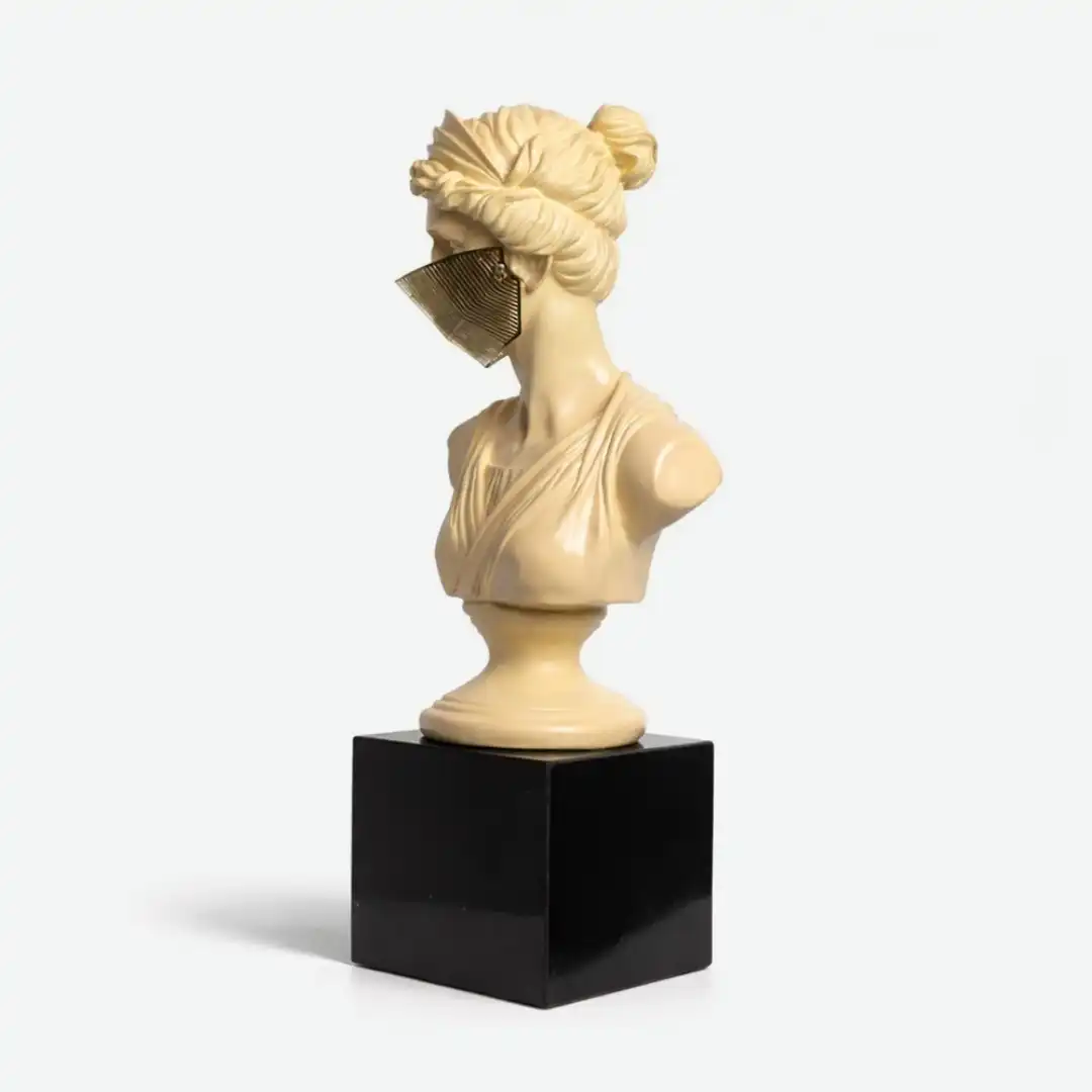 Aurum Hush | Modern Bust Sculpture with Gold Accent - Image 9